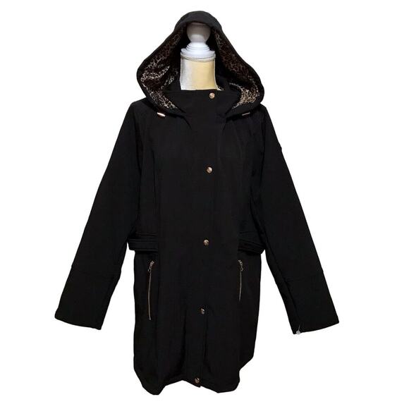 Jessica Simpson NWOT Black Softshell Trench Coat Women 1X - Picture 1 of 16